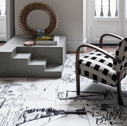 Tappeto effetto carta disegnata Appunti di Mogg