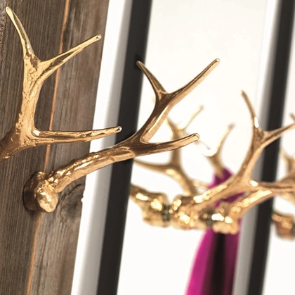 Appendiabiti di design coppia di corna in ottone Hubertus di Mogg