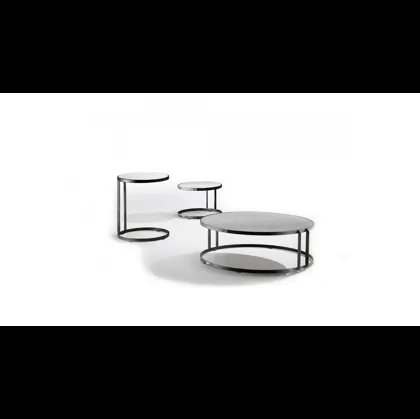 Tavolino rotondo in metallo con piano in cristalceramica Joint di Midj