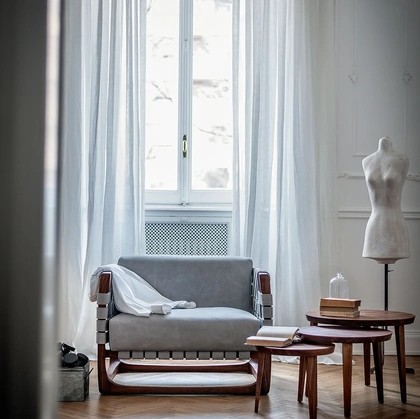 Tavolini Tao in legno massello disponibili in differenti diametri e altezze di Riva1920