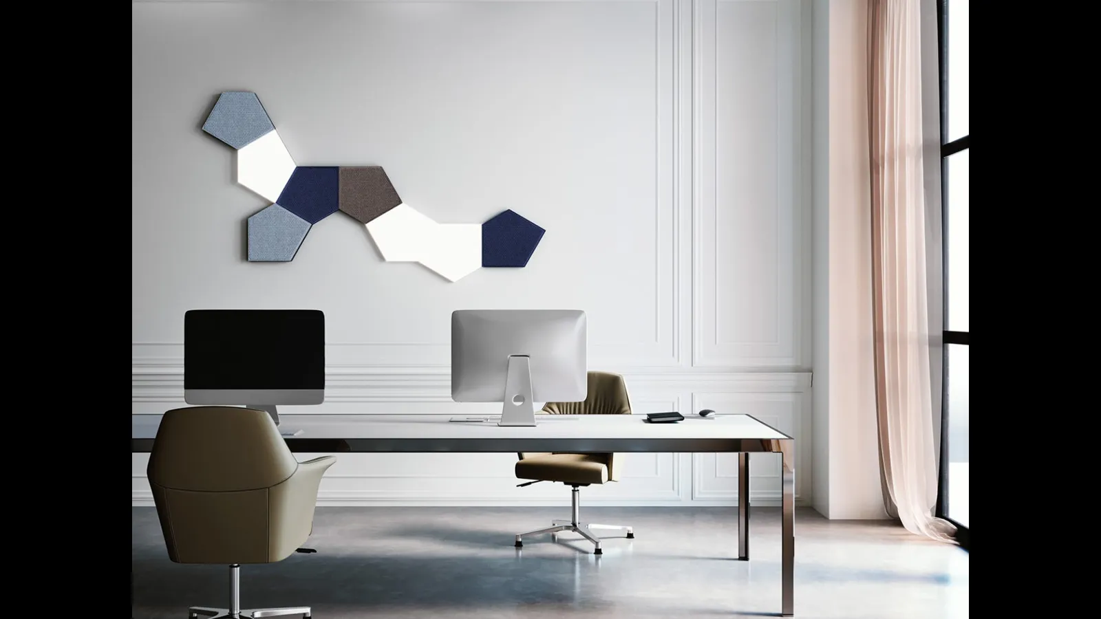 Lampada da parete in tessuto fonoassorbente Tile Applique di Pentalight