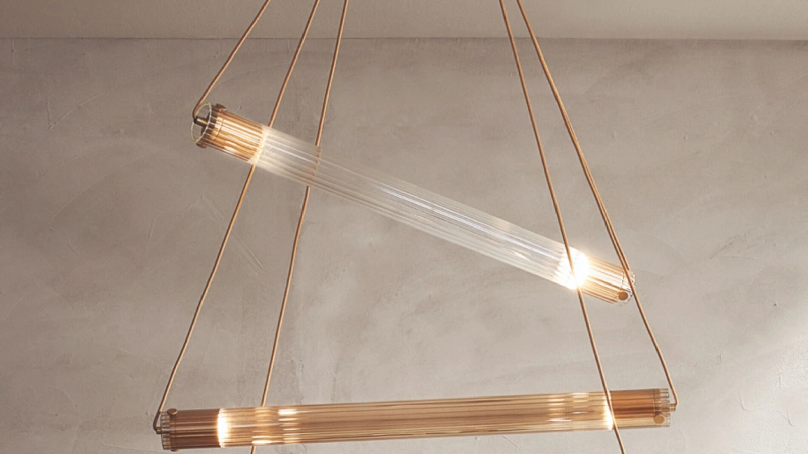 Lampada a sospensione in vetro pyrex cannettato Tube S di Riflessi