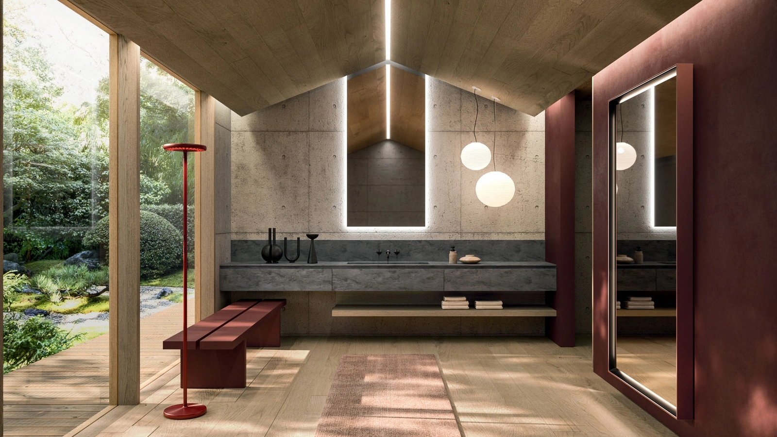 Mobile da Bagno sospeso 360Gradi 04 in Corian di Arrital