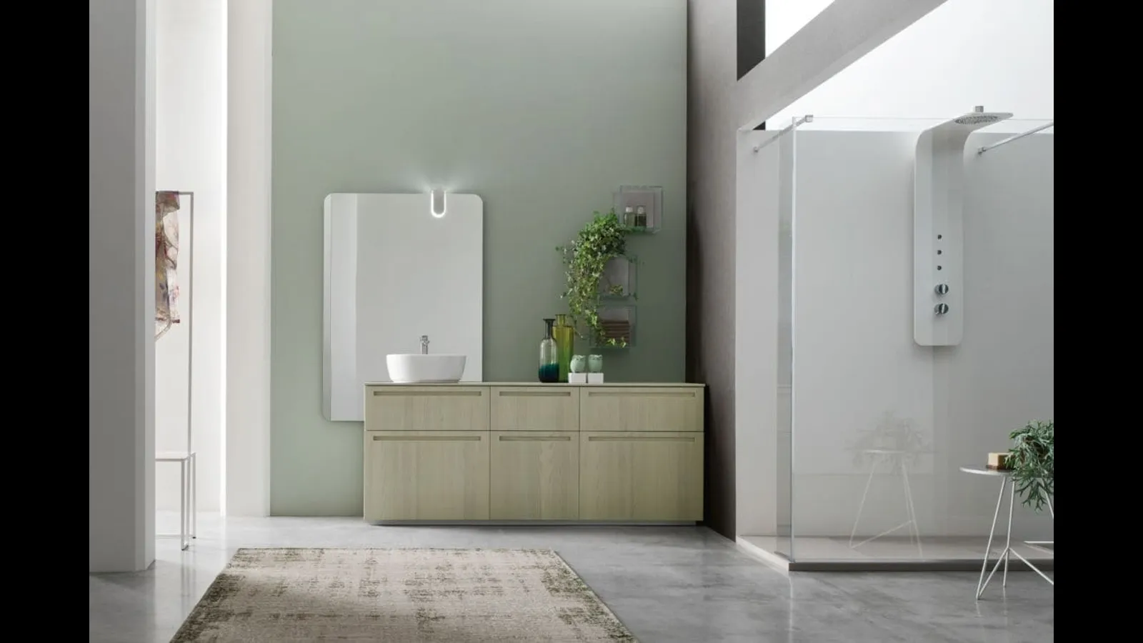 Mobile da Bagno a terra in Olmo Verde Rush 26 di Arcom