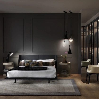 Letto Enrique in pelle di Albani