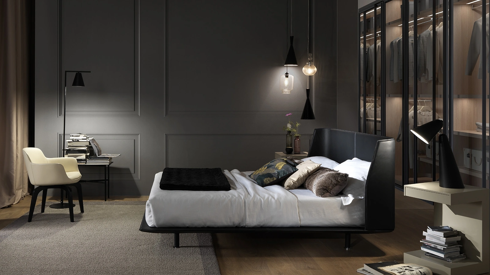 Letto Enrique in pelle di Albani