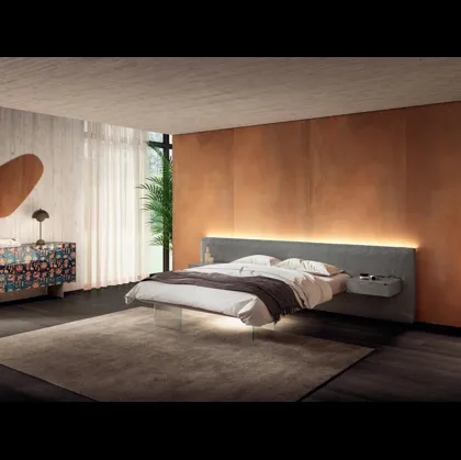 Letto con testiera in tessuto Air 1520 di Lago