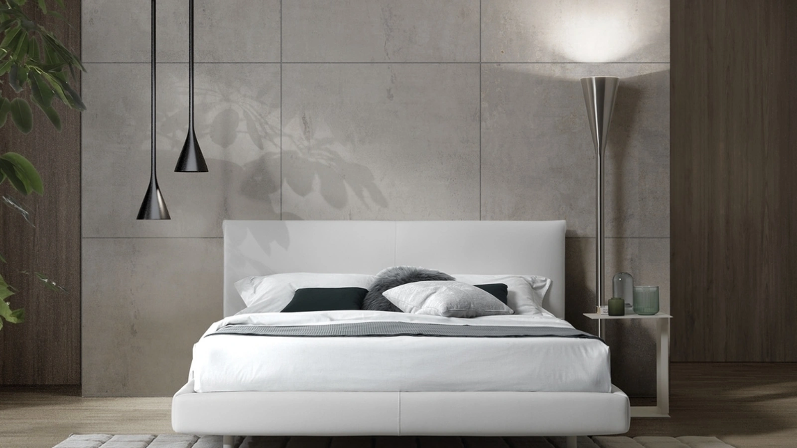 Letto in pelle con testiera Nicholas di Albani