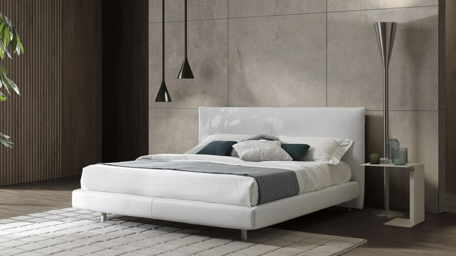 Letto in pelle con testiera Nicholas di Albani