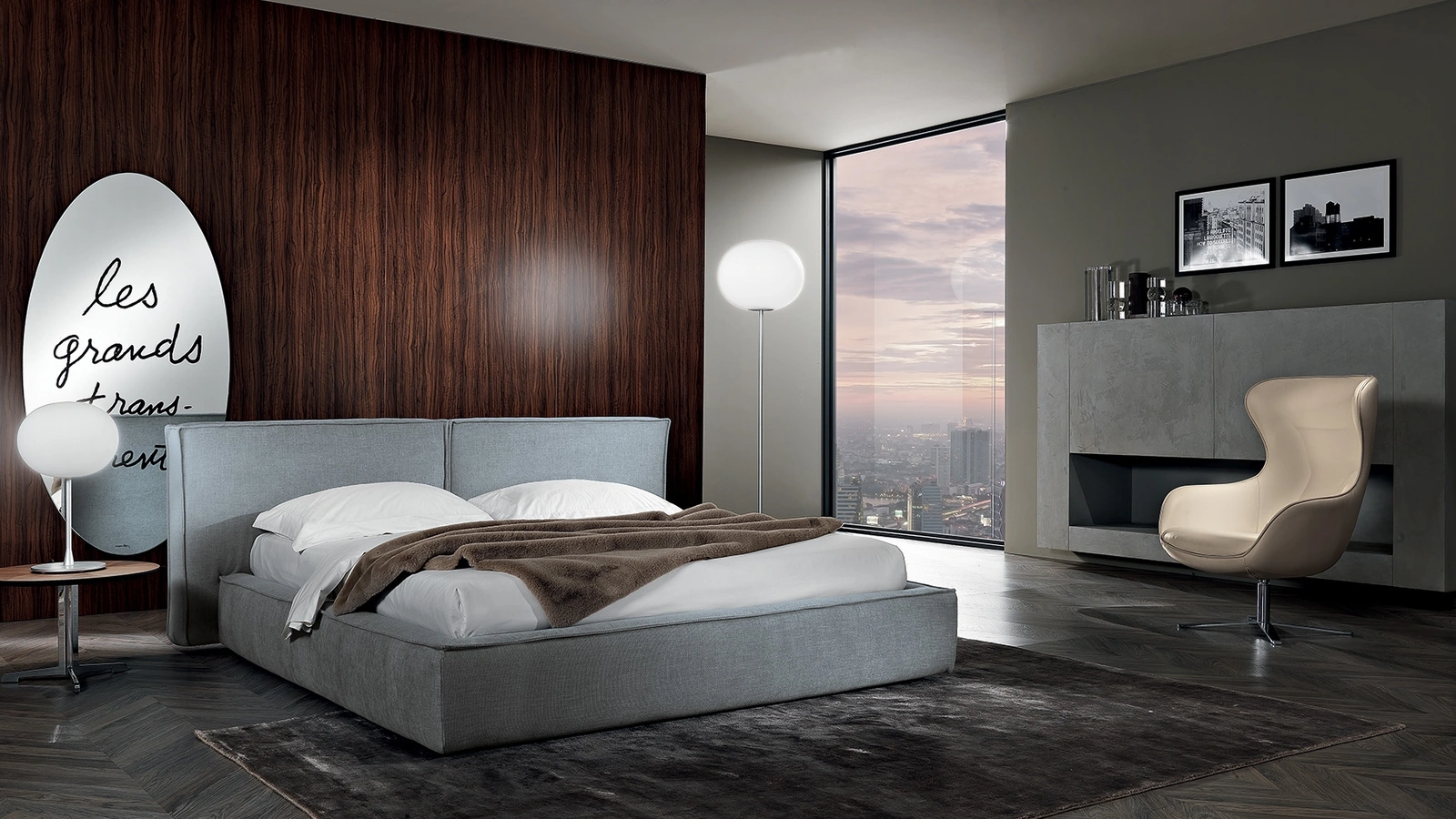 Letto Oasi Bed in tessuto imbottito di Albani
