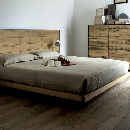 Letto con testiera con comodini integrati in legno Rialto Bed di Riva1920