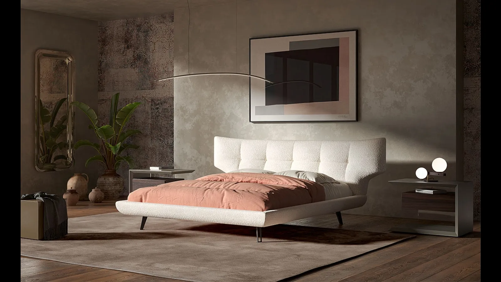 Letto in tessuto imbottito Thomas di Cattelan Italia