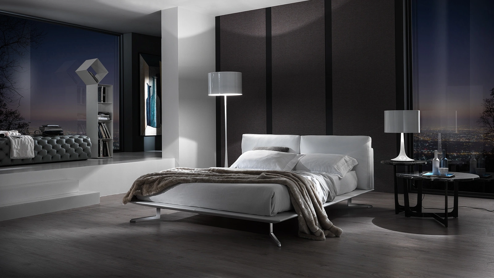 Letto di design in pelle Twelve di Albani