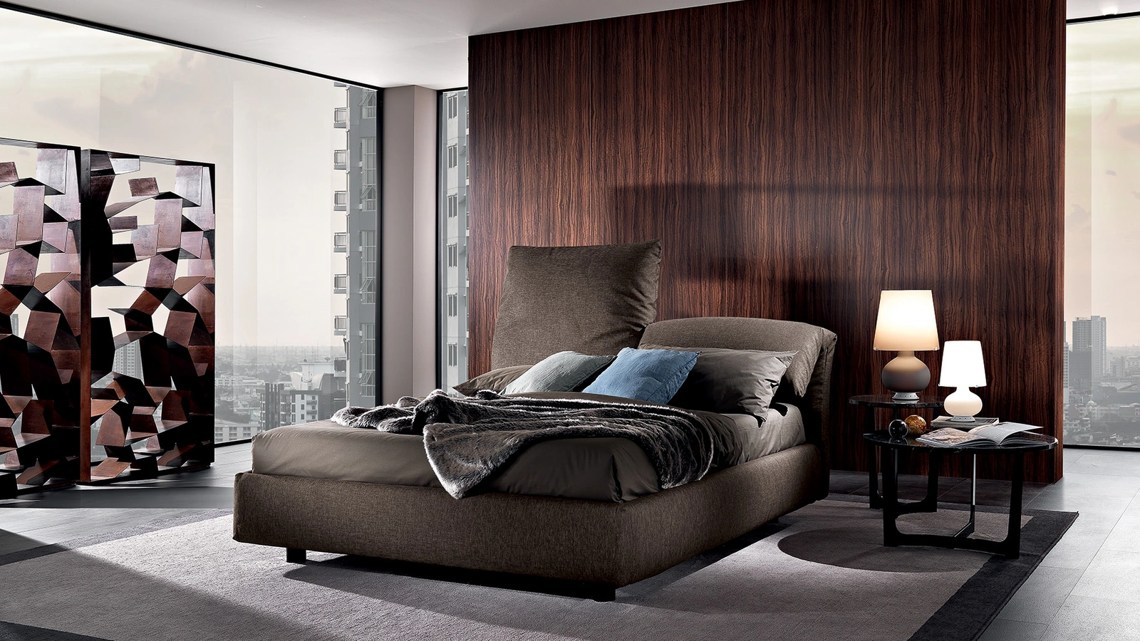 Letto Ventesimo in tessuto imbottito di Albani