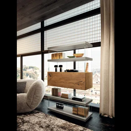 Libreria Air 1463 in laccato e legno di Lago