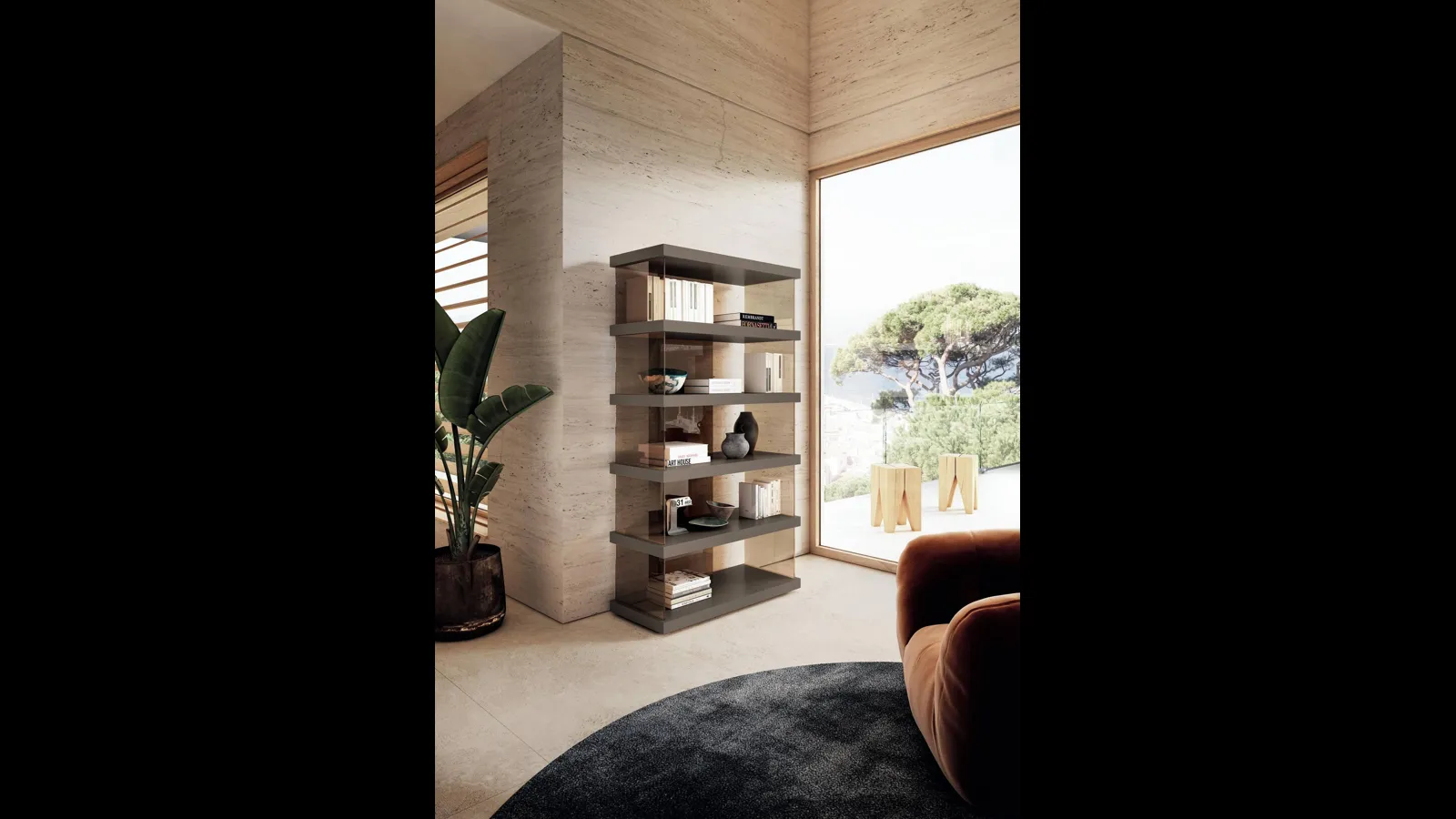 Libreria Air 2684 in laccato e vetro di Lago