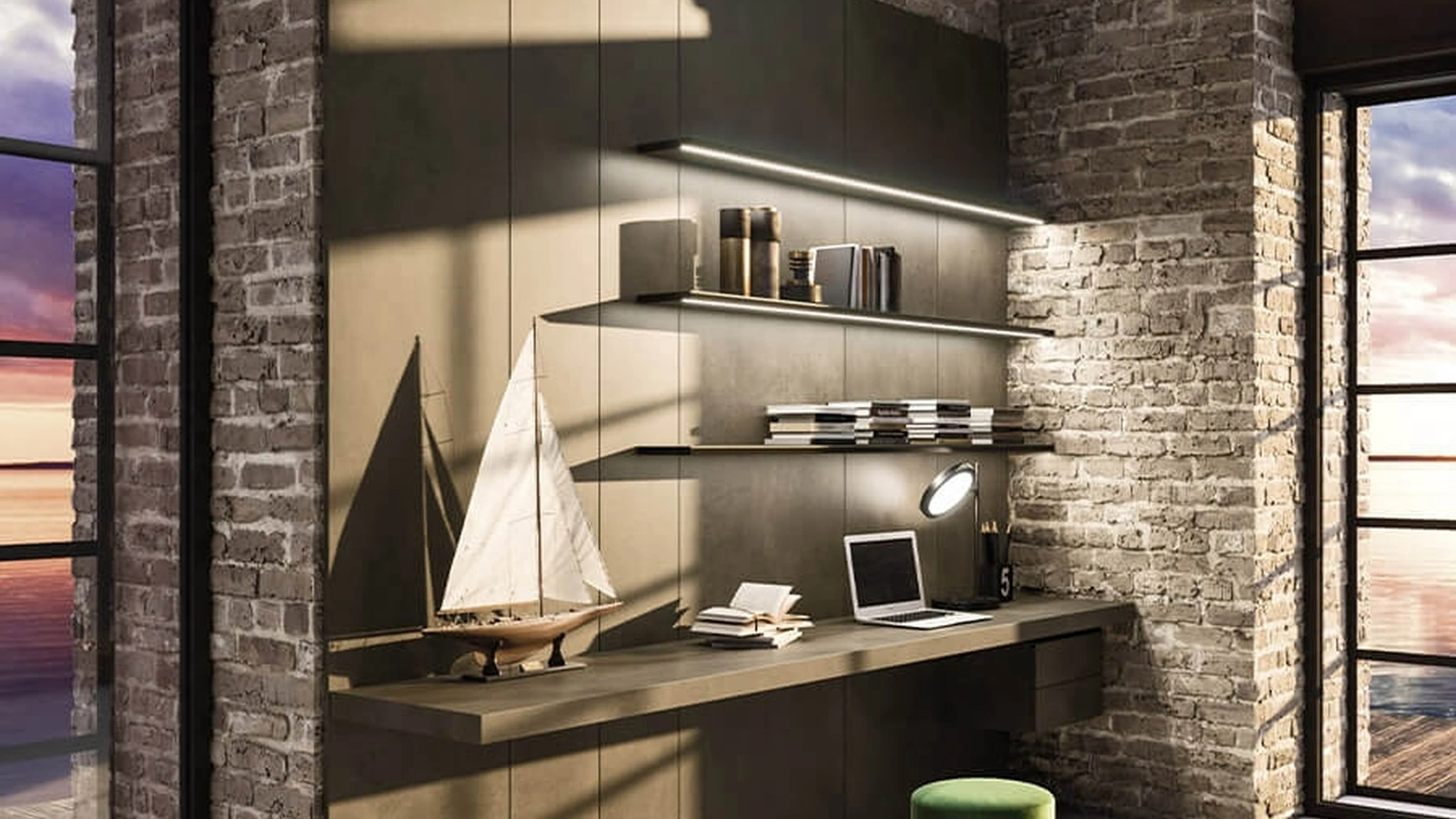 Libreria Planar con mensole luminose di Arrital