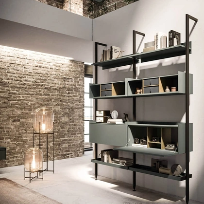 Libreria Vertical a muro in alluminio e laccato di Arrital