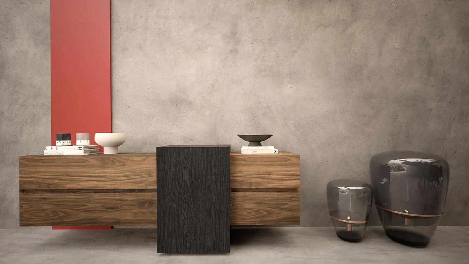 Madia Aparadox in legno massello e listellare composta da tre moduli di Riva1920