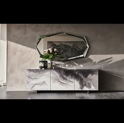 Madia Focus in cristallo extrachiaro con stampa artistica Crystalart di Cattelan Italia