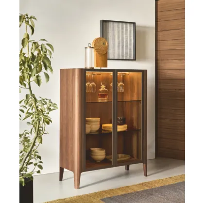 Madia Cross in rovere con ante in vetro di Riflessi