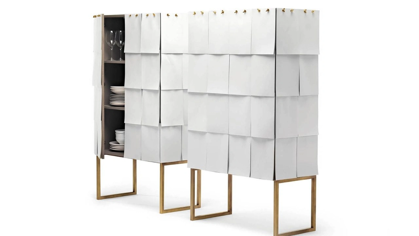 Madia in MDF con base in metallo rivestita da fogli di carta A4 Notes di Mogg