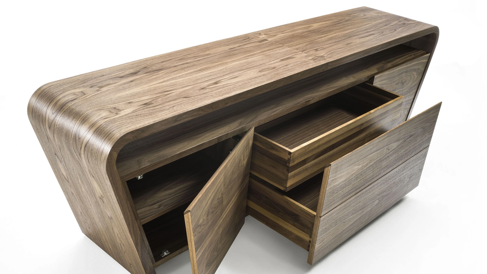 Madia Rivar in legno massello e multistrato dalle linee sinuose e arrotondate di Riva1920