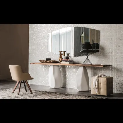 Consolle con piano in legno massello e gambe in cemento verniciato Rapa Nui di Cattelan Italia