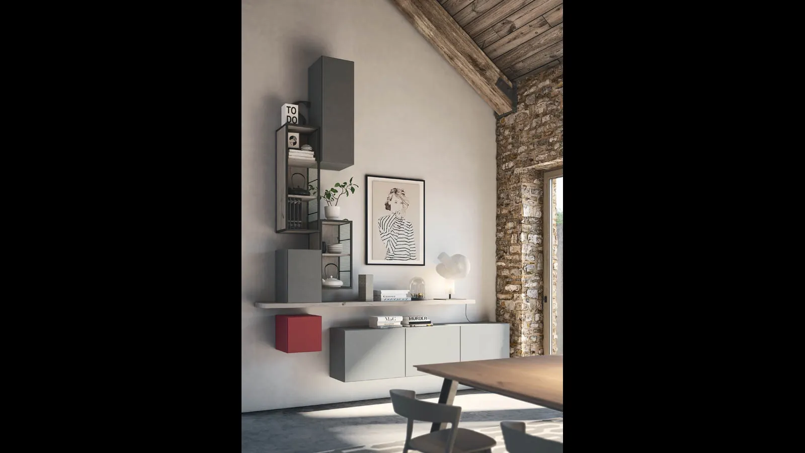 Mobile ingresso Rebel CF 159 in laccato opaco di Fimar