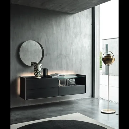 Mobile sospeso Cabaret 53B SX in Rovere carbone e top in ceramica di Sangiacomo