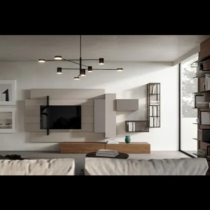 Parete Attrezzata Rebel Living 07 in laccato opaco e legno di Fimar