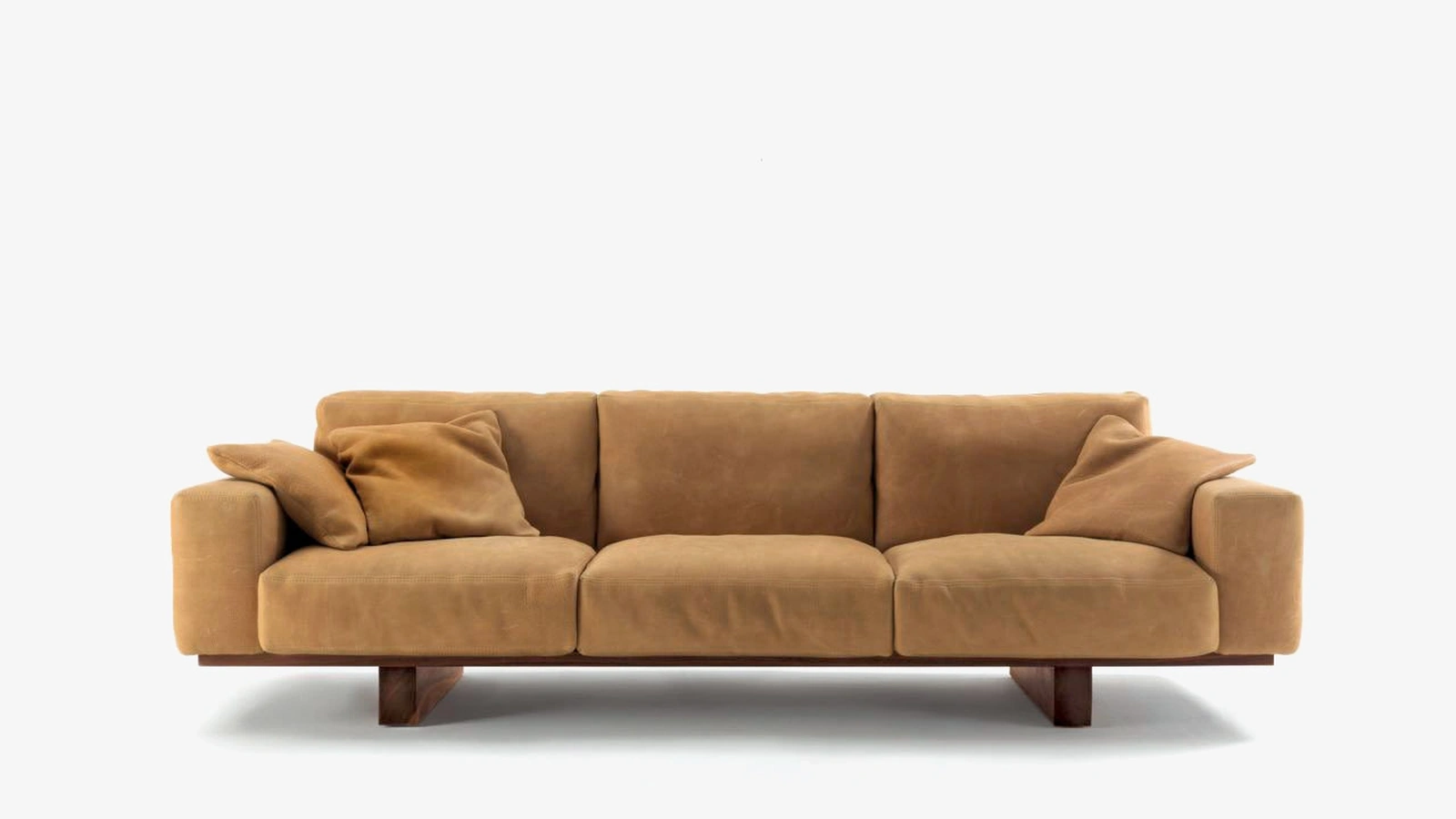 Divano lineare Utah Sofa in pelle con struttura in legno di Riva1920