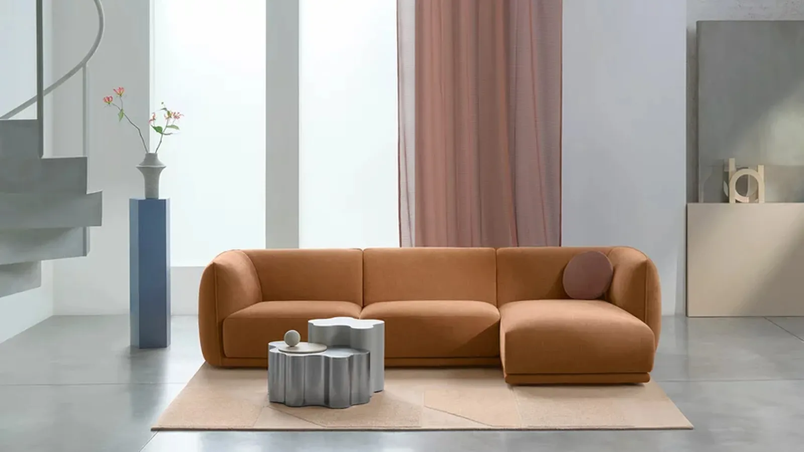 Divano con penisola Vela Piping di Saba