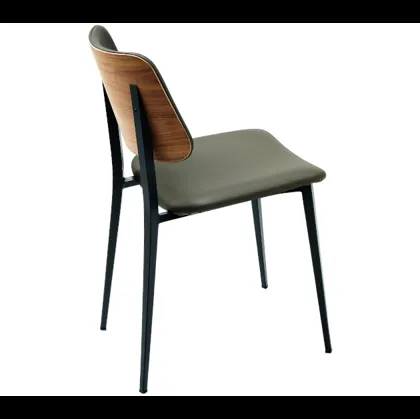 Sedia Joe S M TS/L in legno con rivestimento in pelle di Midj