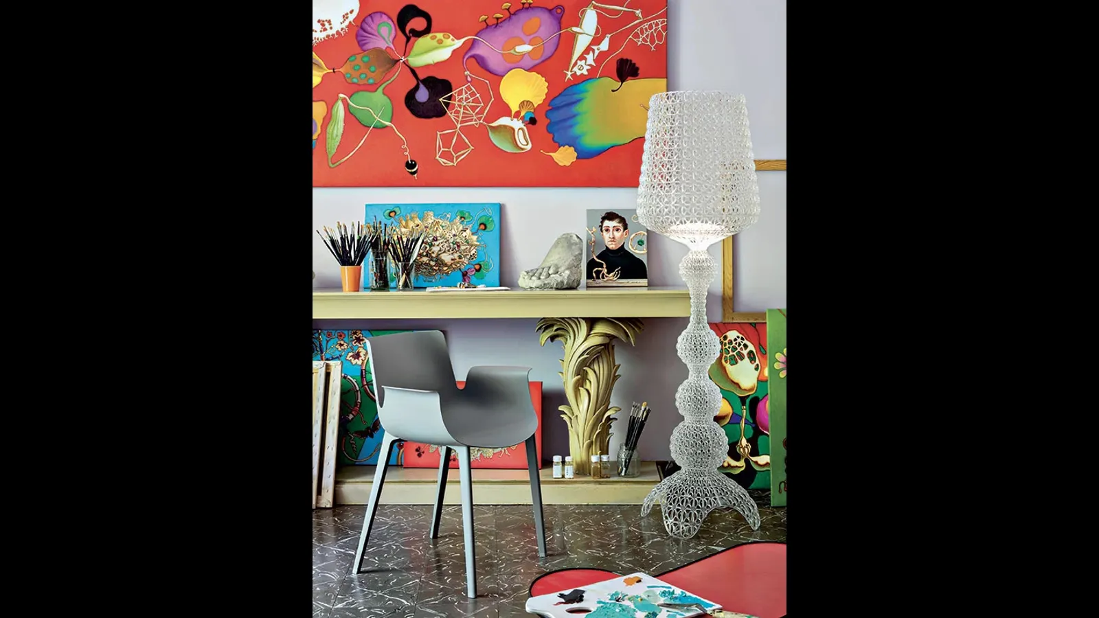 Sedia Piuma in polimero termoplastico con braccioli di Kartell