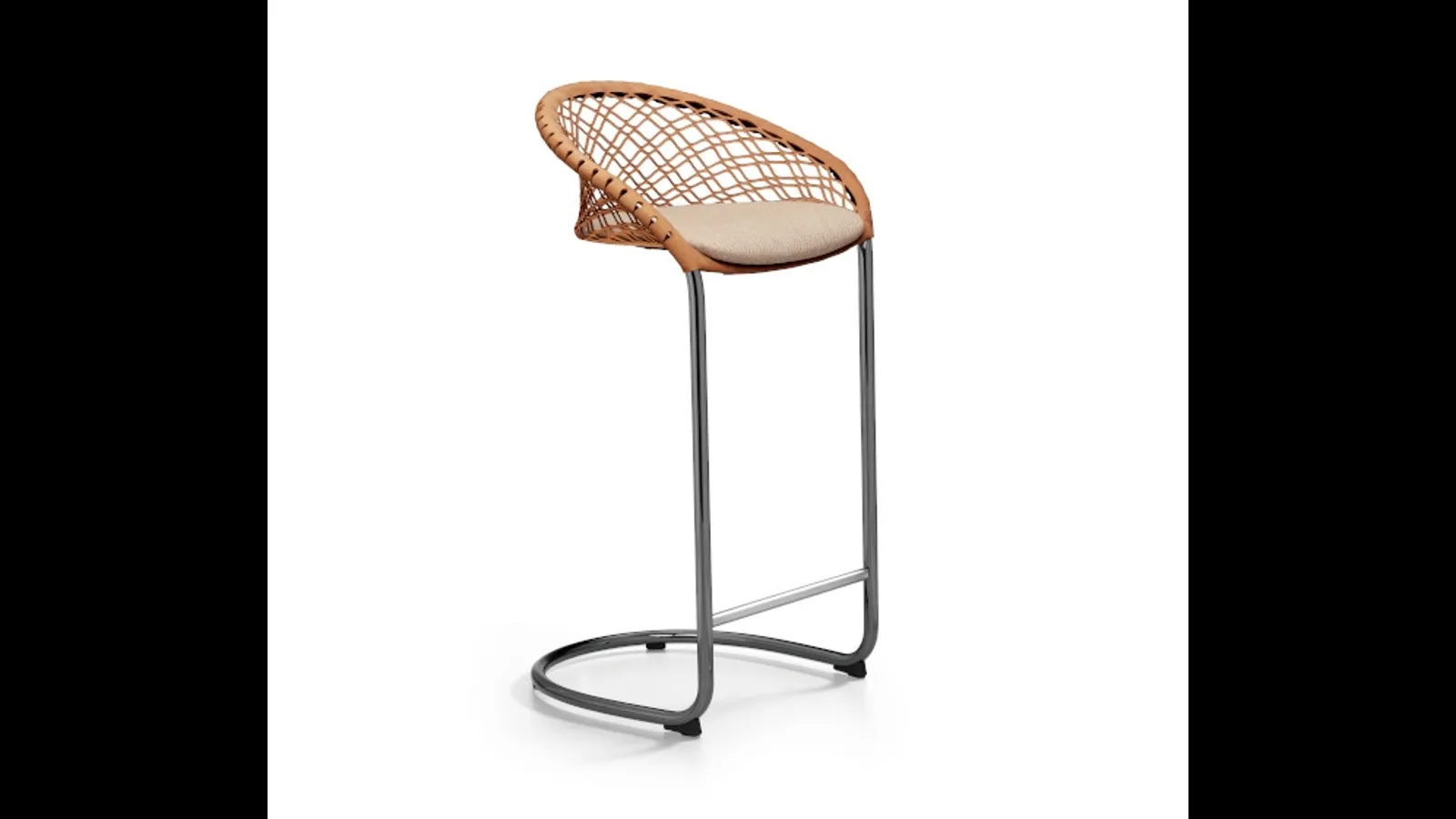 Sgabello in cuoio intrecciato P47 di Midj