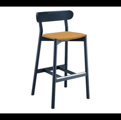 Sgabello Montera in legno con seduta in cuoio di Midj