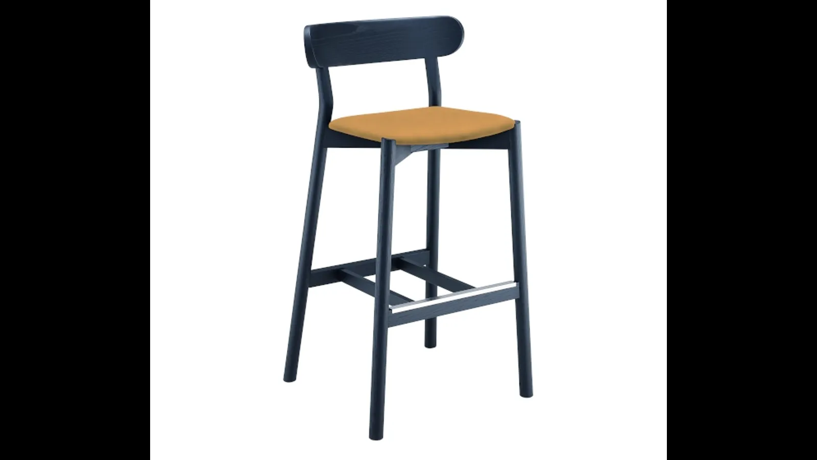 Sgabello Montera in legno con seduta in cuoio di Midj