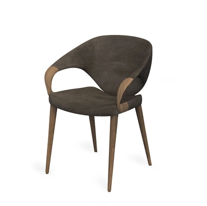 Sedia Theory in legno rivestita in pelle di Riva1920