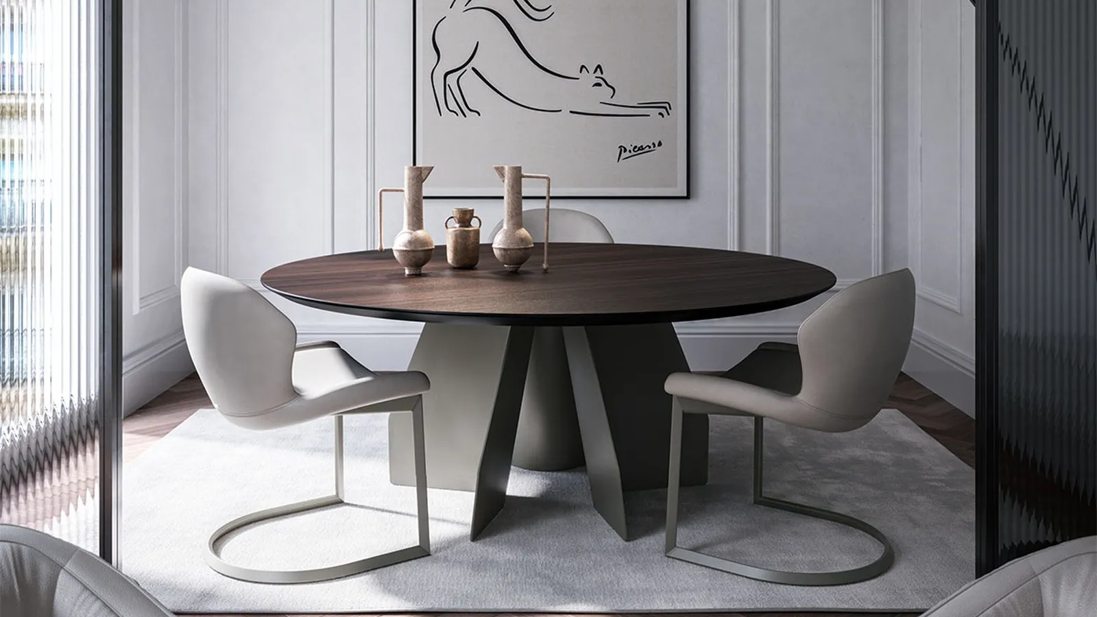 Tavolo con top in legno Senator Round di Cattelan Italia