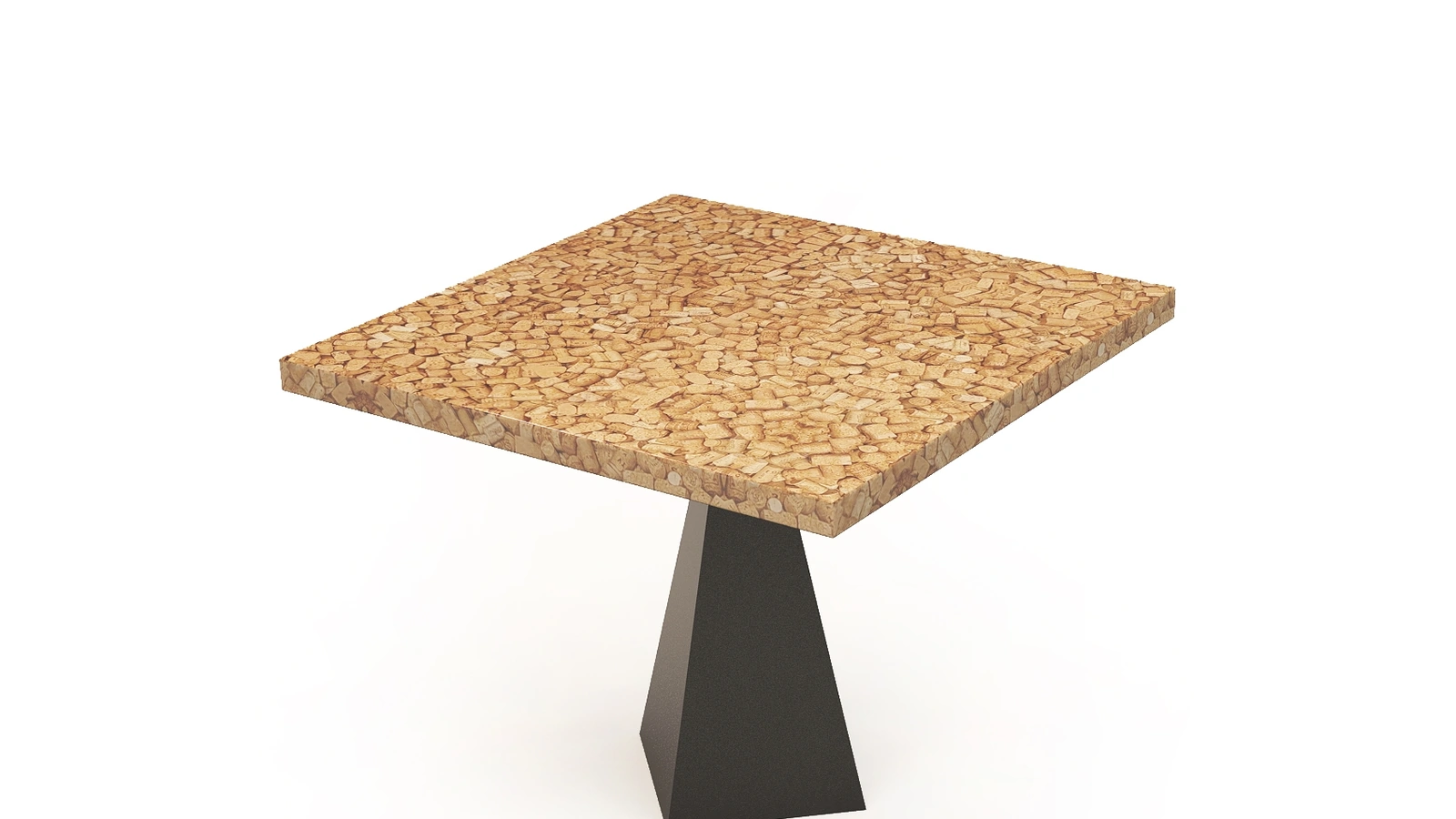 Tavolo Cork & Resin Table con top costituito da tappi di sughero e resina e basamento in ferro di Riva1920