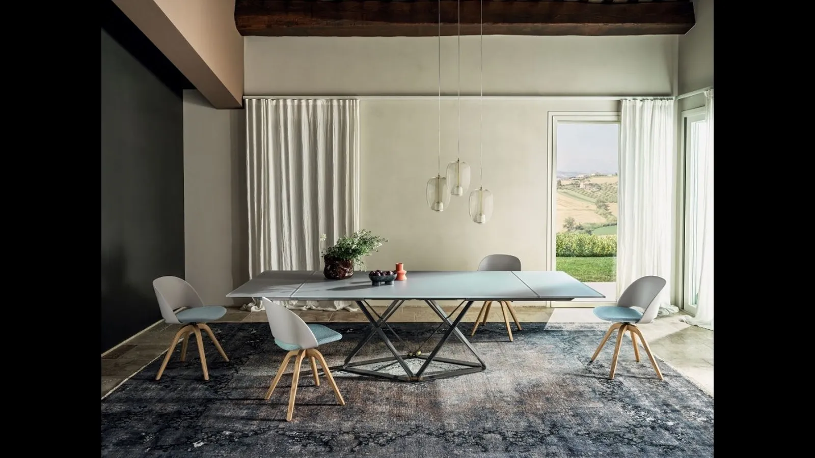 Tavolo allungabile Delta in cristallo di Bontempi