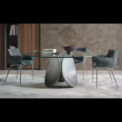 Tavolo scultura rotondo in vetro trasparente Maxim di Cattelan Italia