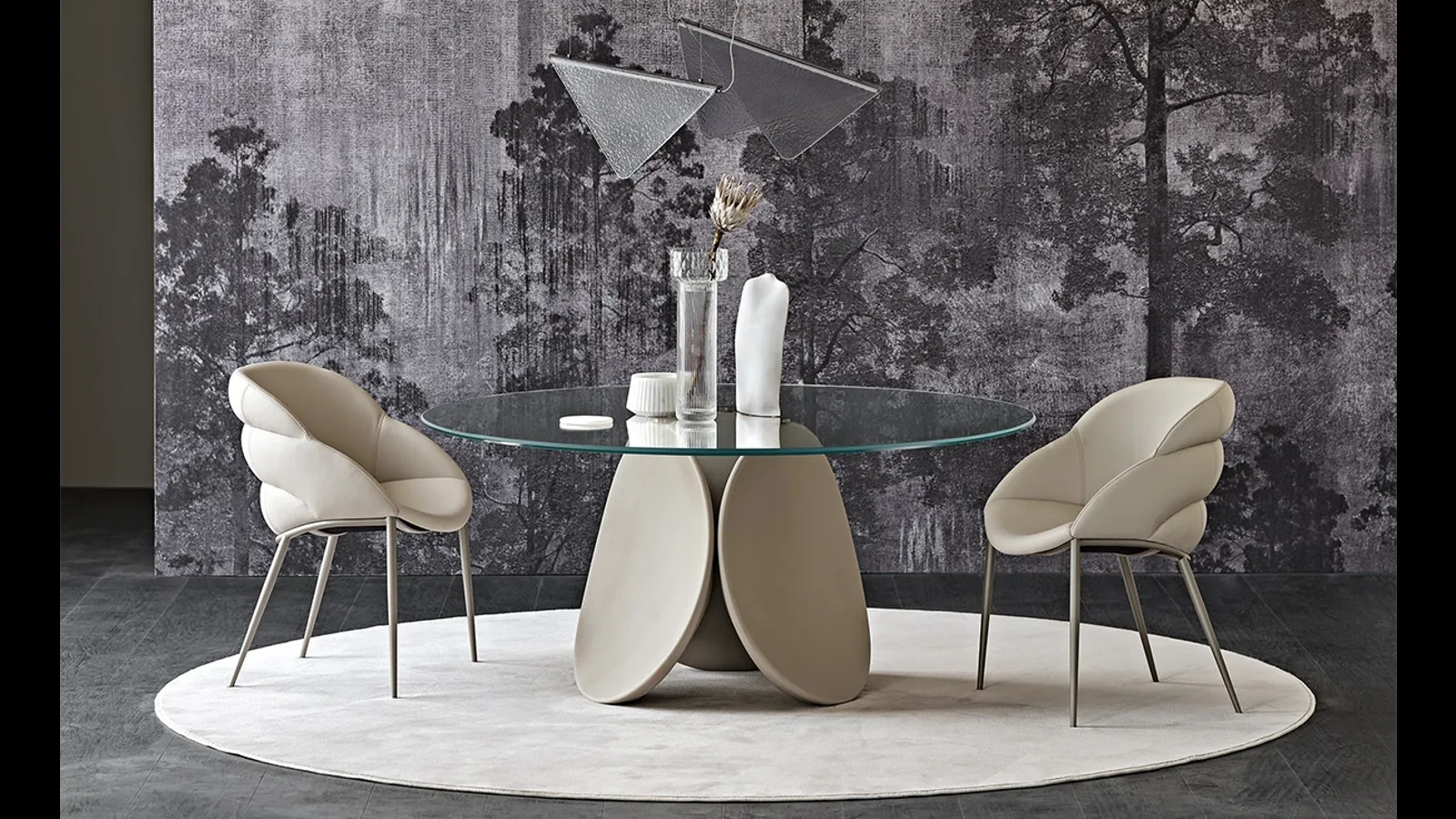 Tavolo scultura rotondo in vetro trasparente Maxim di Cattelan Italia