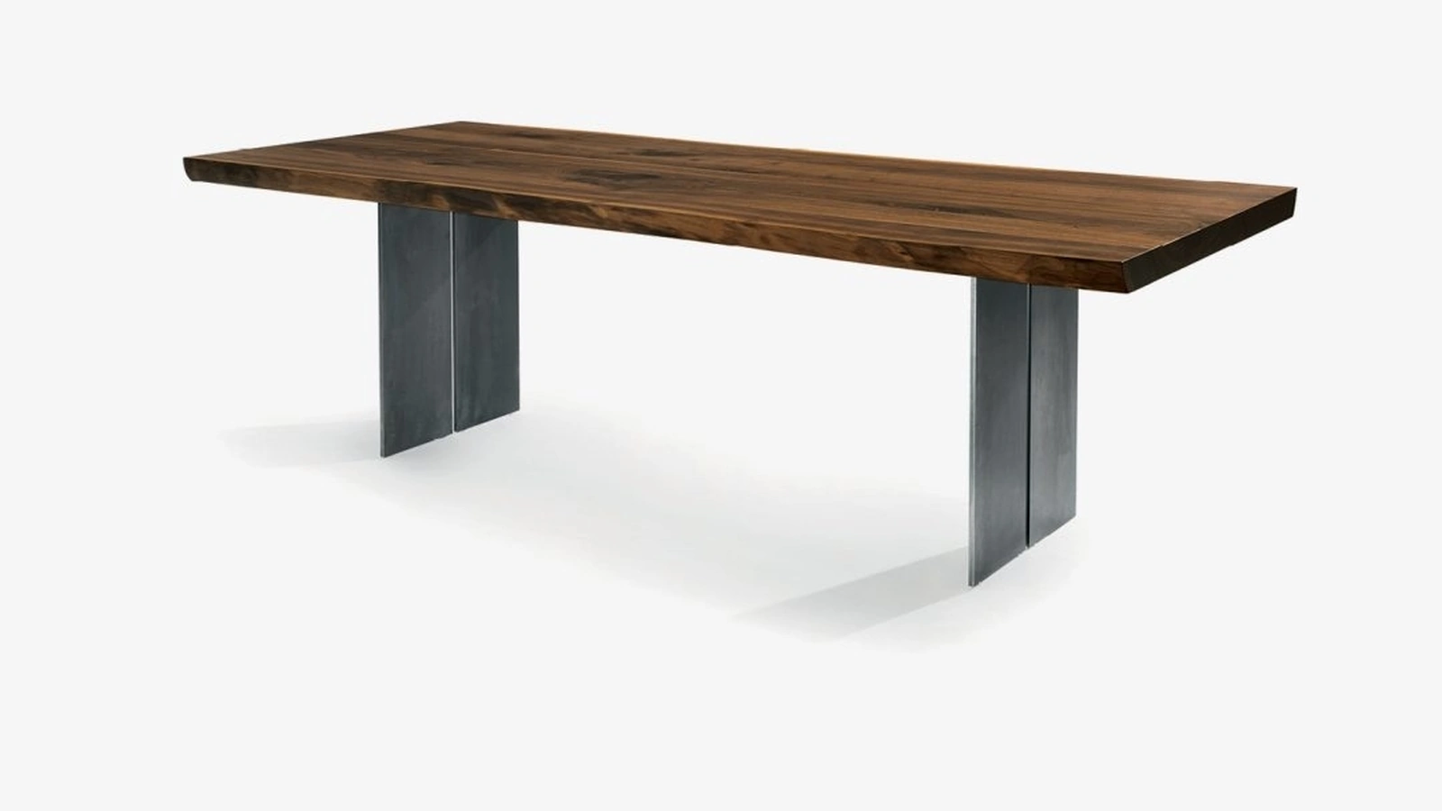 Tavolo Natura Extra Natural Sides in legno massello a liste incollate con bordi naturali e gambe in ferro di Riva1920