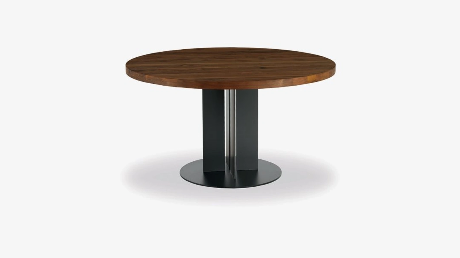 Tavolo Natura Tondo in legno massello con base centrale in ferro di Riva1920