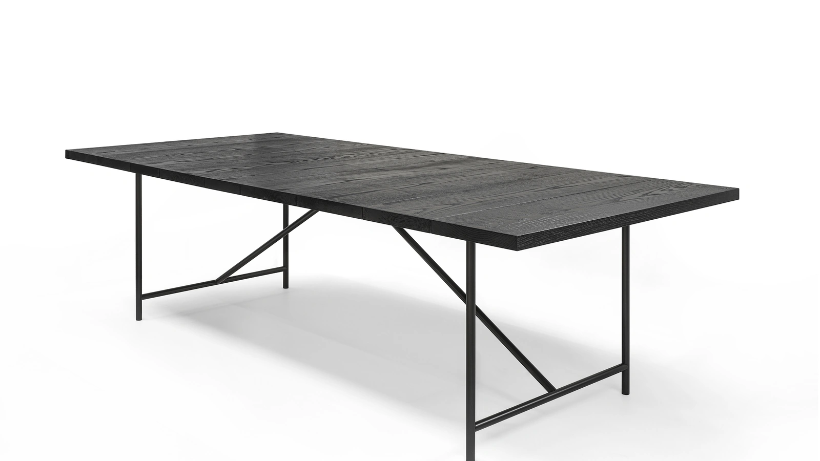 Tavolo Nervi Table con top in legno massello e base in tubolare di ferro vuoto di Riva1920