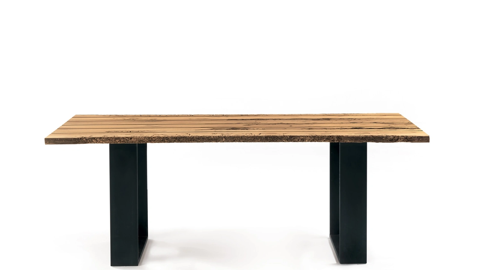 Tavolo Newton Briccola in legno massello di Briccola con base in ferro di Riva1920