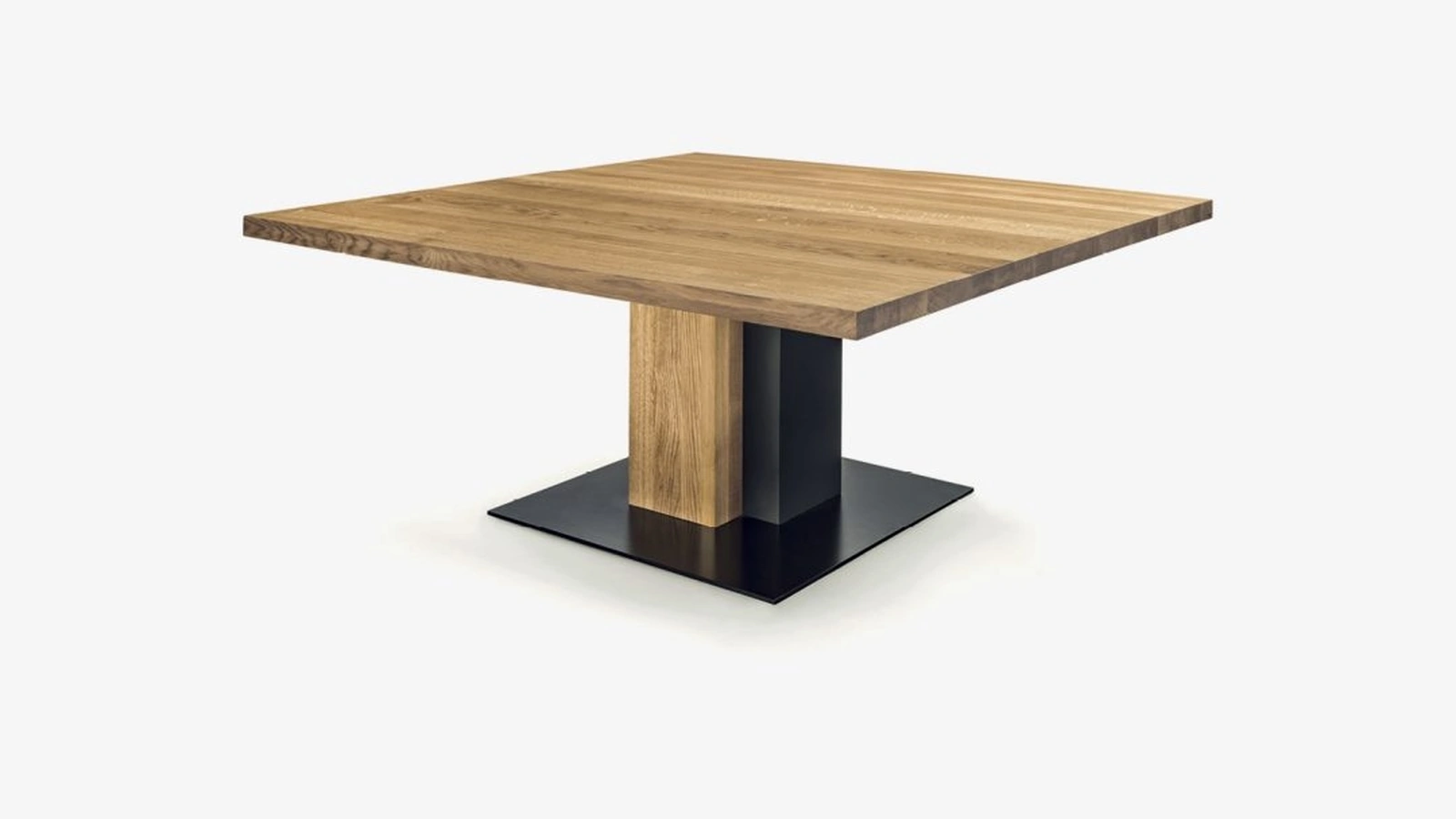 Tavolo quadrato Ombra Table in legno massello con base in legno e ferro di Riva1920