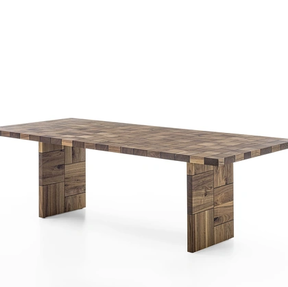 Tavolo Tableau composto da blocchi di legno massello di recupero di Riva1920